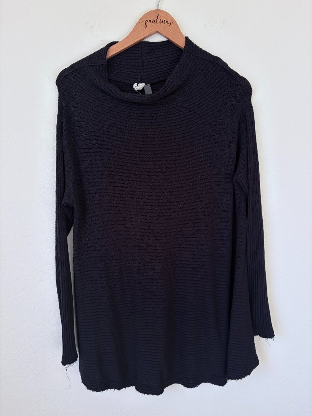 We The Free People Top Womens Medium Black Oversized Ribbed Open Back Tunic M